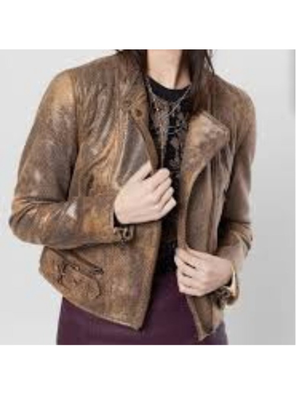 We The Free Snake Print Vegan Leather Jacket Large